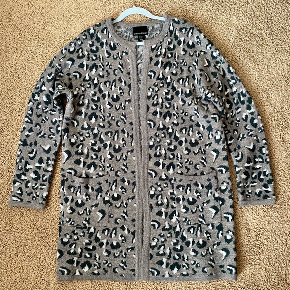 Cynthia Rowley Alpaca Blend Leopard Print Long Knit Cardigan - Picture 3 of 6